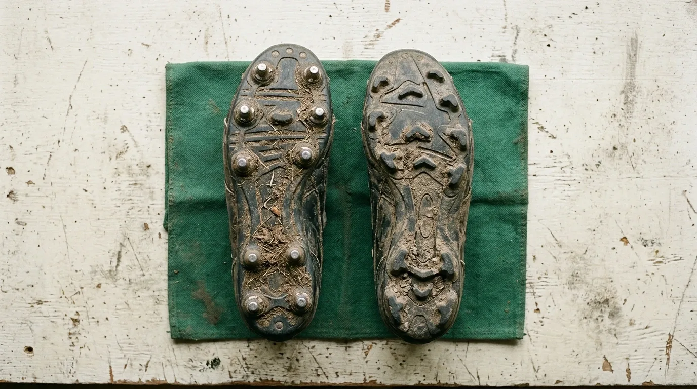 Deux semelles de crampons de rugby comparées, vissée et moulée