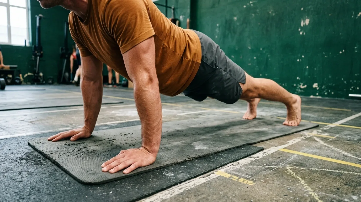 Exercice de gainage sur un tapis dans une salle de club