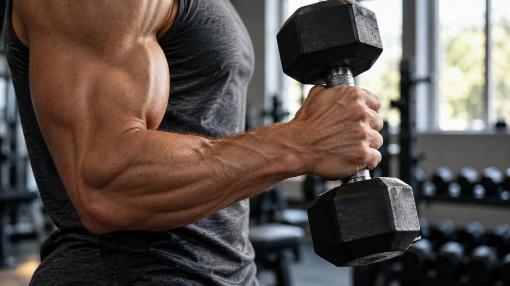 Illustration de détail sur le sujet : Curl marteau : muscles ciblés et différence avec le curl
