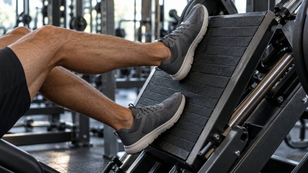 Illustration de détail sur le sujet : Hack squat : muscles ciblés, machine et placement des pieds